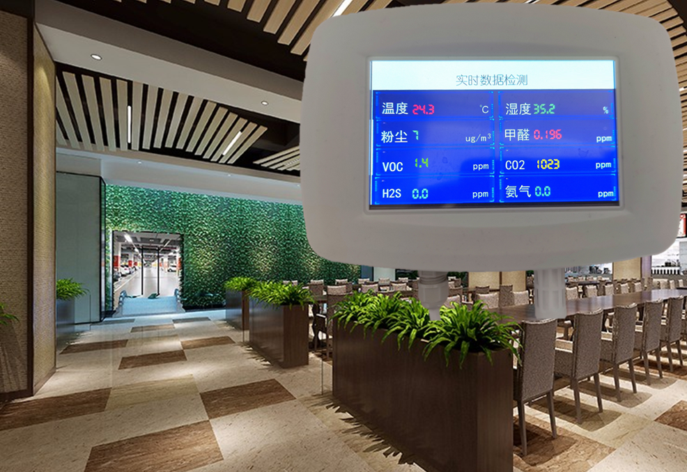 空气质量监测，温湿度、粉尘、甲醛、VOC、CO2、H2S、氨气